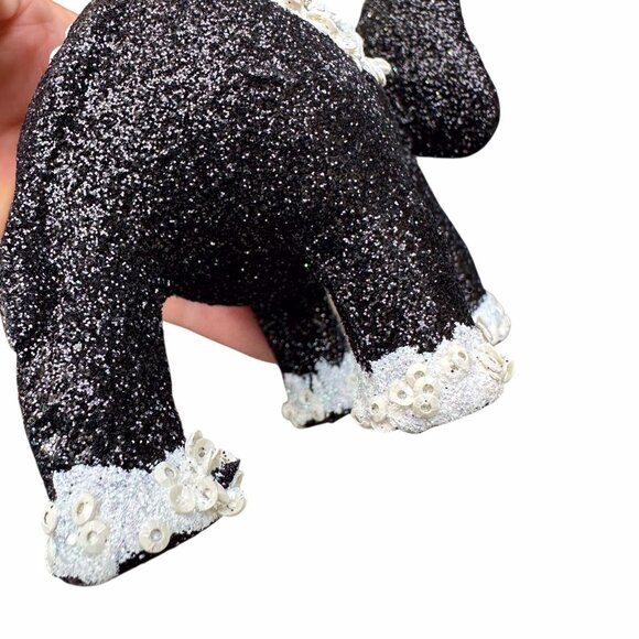 Holiday Lane Elephant Ornament Black Glitter Sequin 6x4" Hanging Holiday Decor - Picture 13 of 14